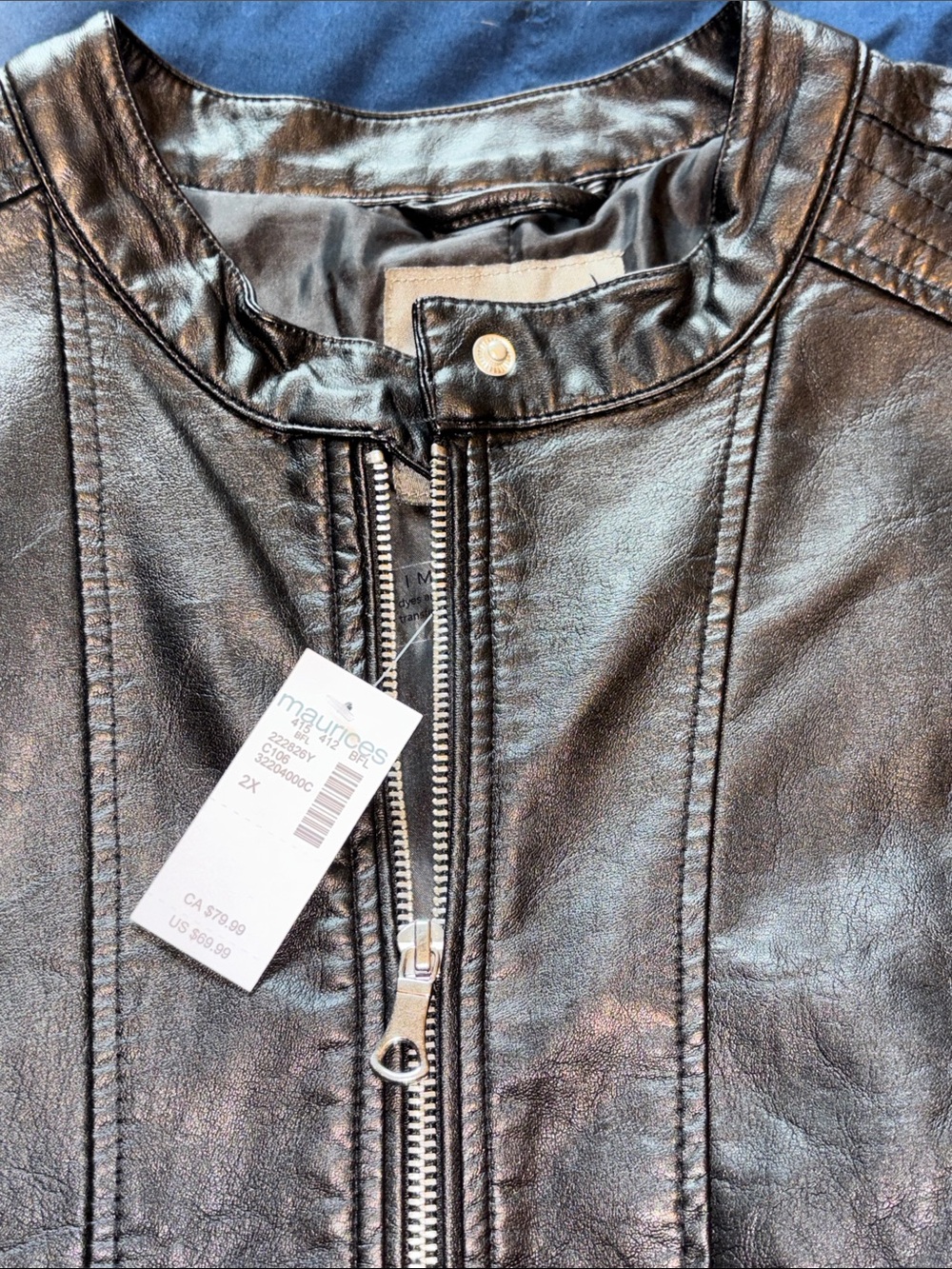 Maurices Black Faux Leather Jacket Plus Size Women’s 2X NEW - Picture 8 of 16